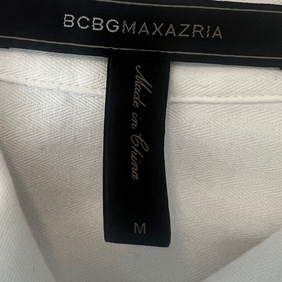 BCBGMaxAzria White high low Button up Top Blouse adjustable long sleeves - Picture 8 of 11